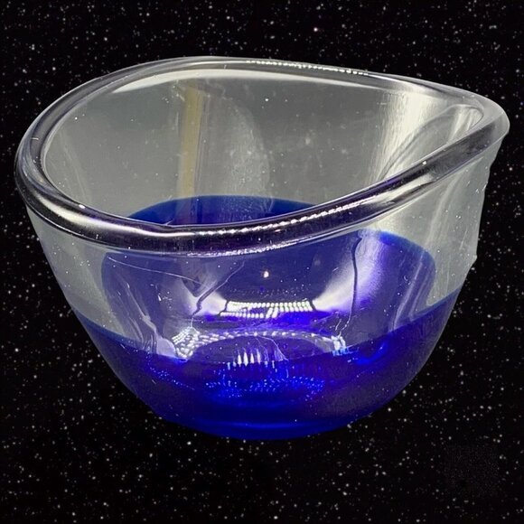Willu Johansson Hadeland Norway Scandinavian Cobalt Blue Trinket Dish 2.5”T - Picture 2 of 6